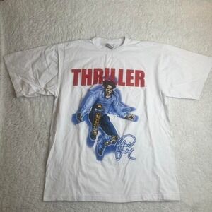 2009 Michael‎ Jackson men's white tribute tshirt thriller vintage